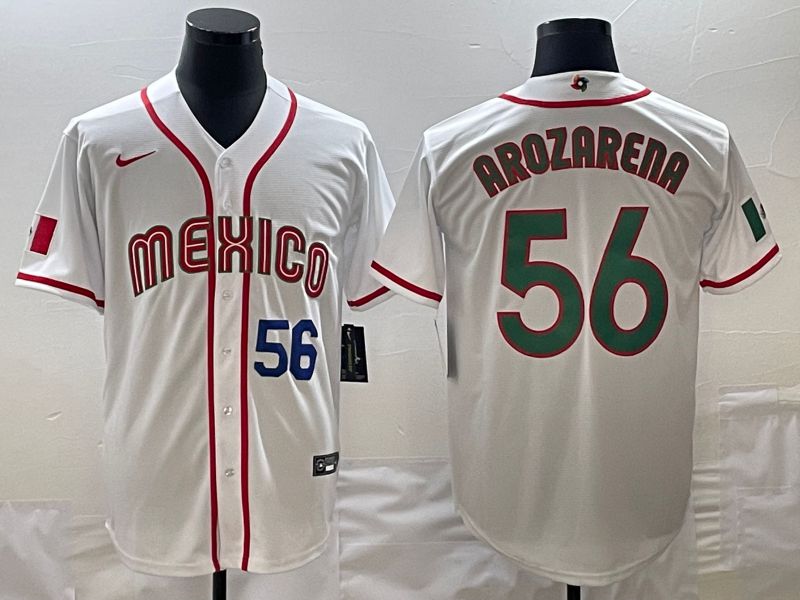 Men 2023 World Cub Mexico #56 Arozarena White green Nike MLB Jersey2->more jerseys->MLB Jersey